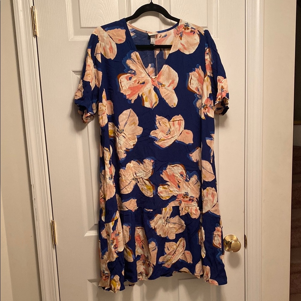 Brand New A New Day Blue Floral Dress…size L - Picture 1 of 5